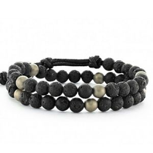 Handmade Lava Hematite 2 Wrap Bracelet Choker NEW